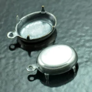 14x10mm Classic Silver Bezel Drop w/loop bail, pk/6