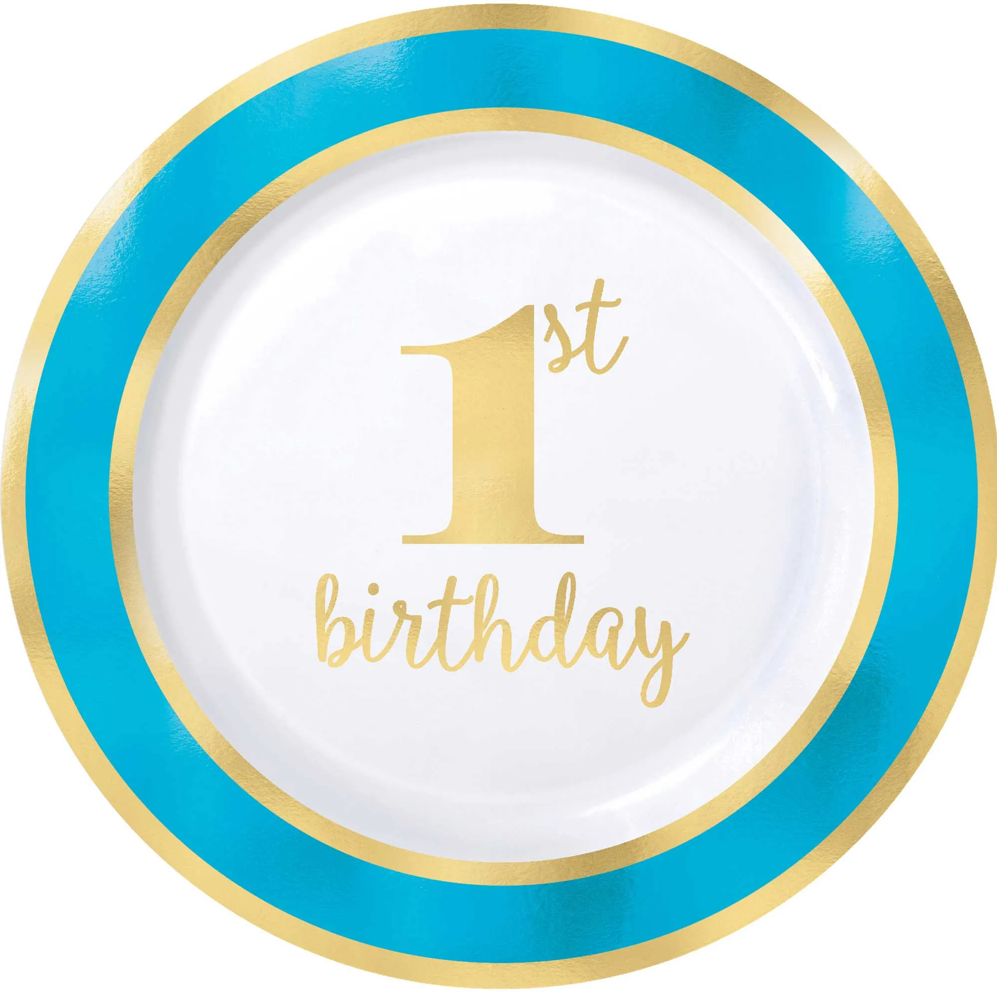 1st Birthday Blue 19cm Round Plates Pack of 10