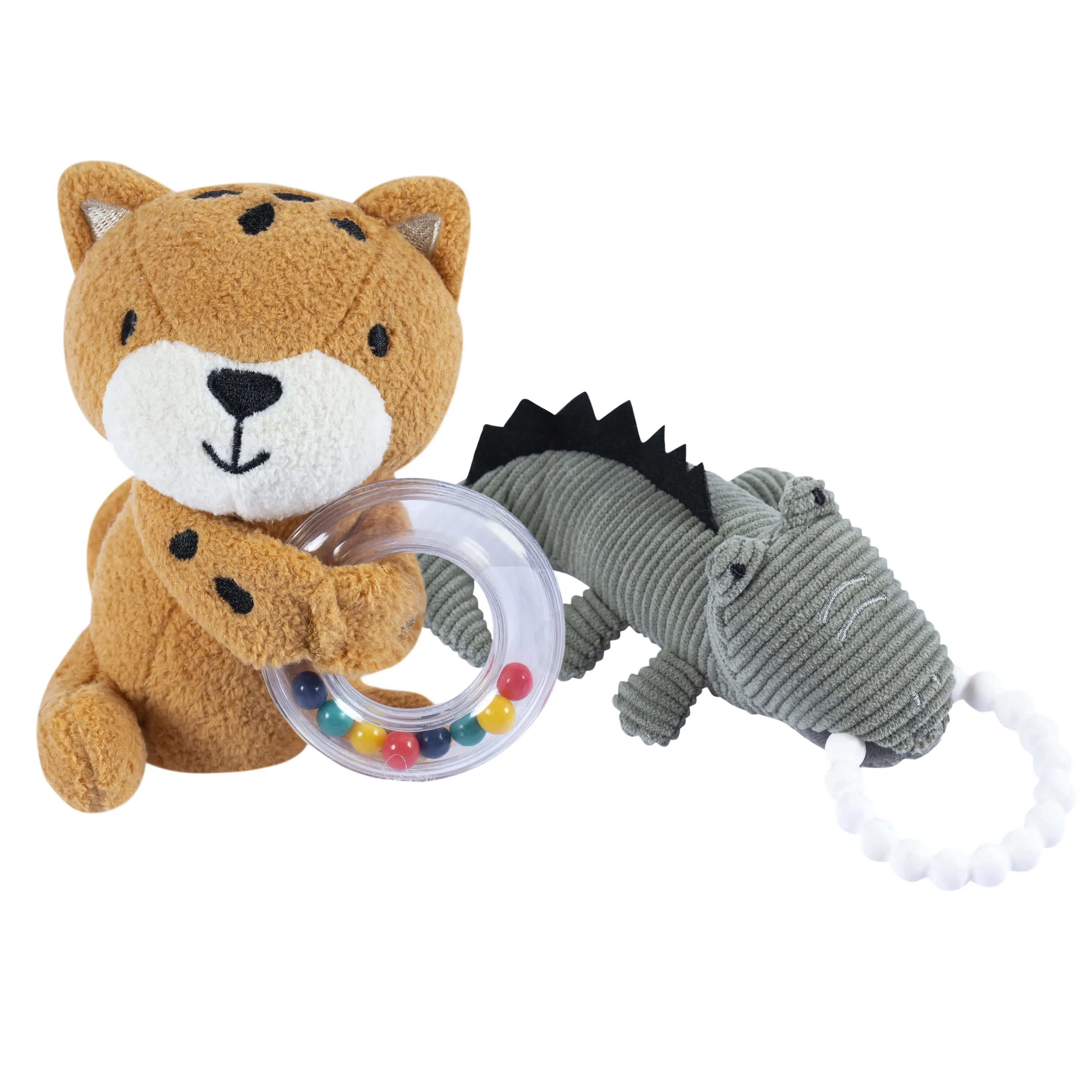 2-Piece Baby Boys Cheetah & Crocodile Rattle and Teether Set