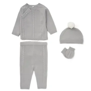 4pc Knitted Gift Box Set  - Grey  (PK6) (NB-6m) D07064