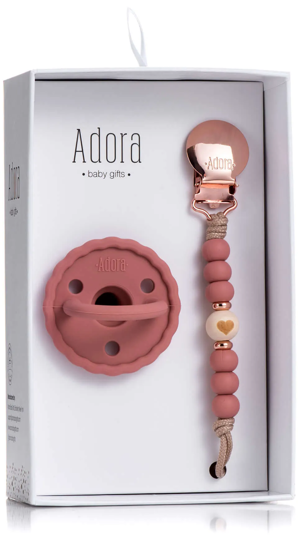 Adora Scalloped Heart Pacifier Clip Set