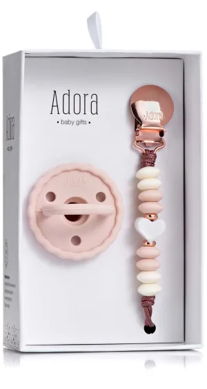 Adora Scalloped Heart Pacifier Clip Set