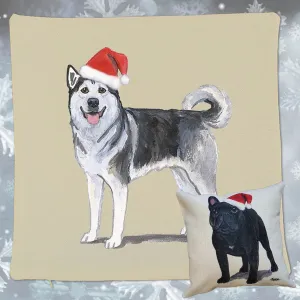 Alaskan Malamute Santa Pillow Cover