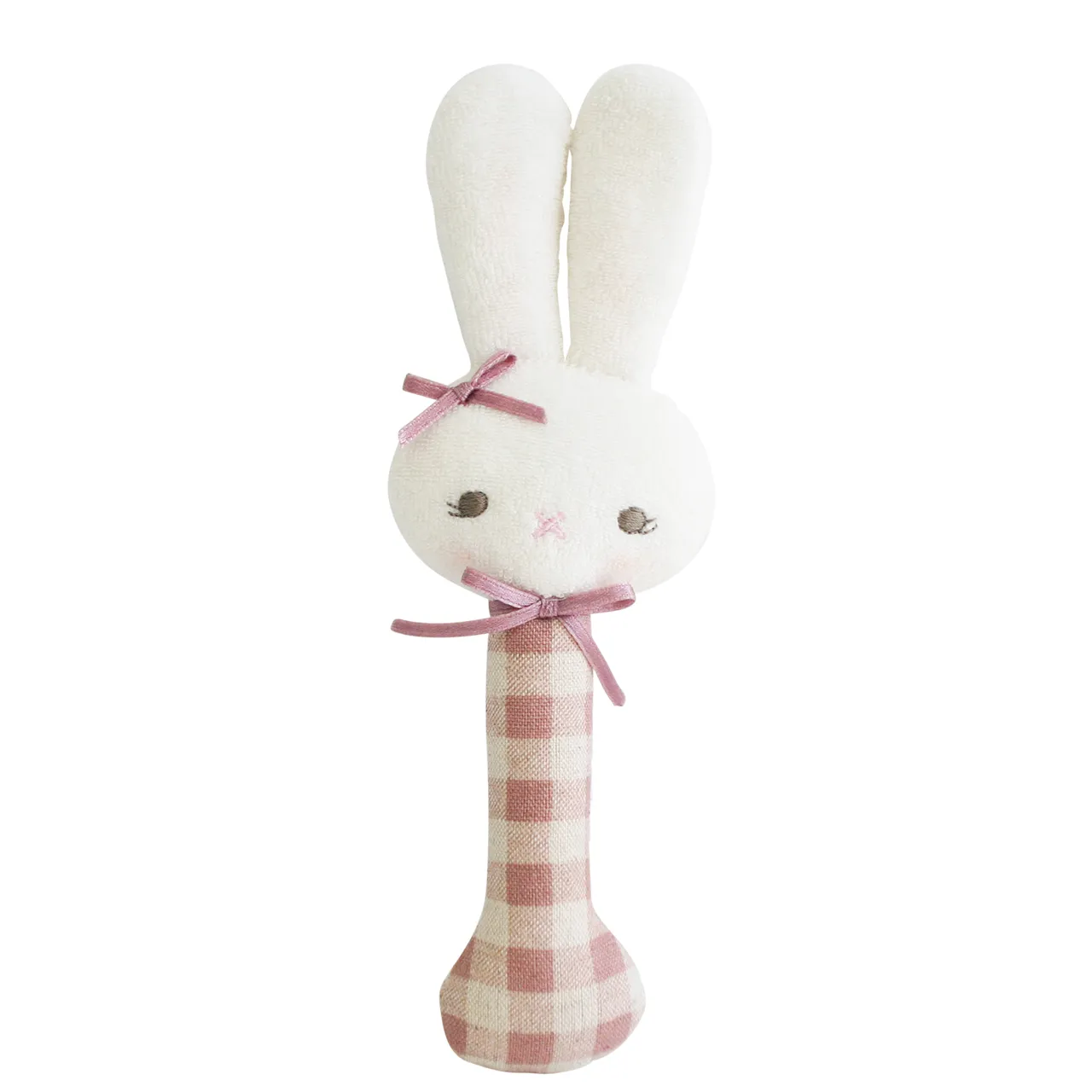 Alimrose -Bunny Stick Rattle Rose Check