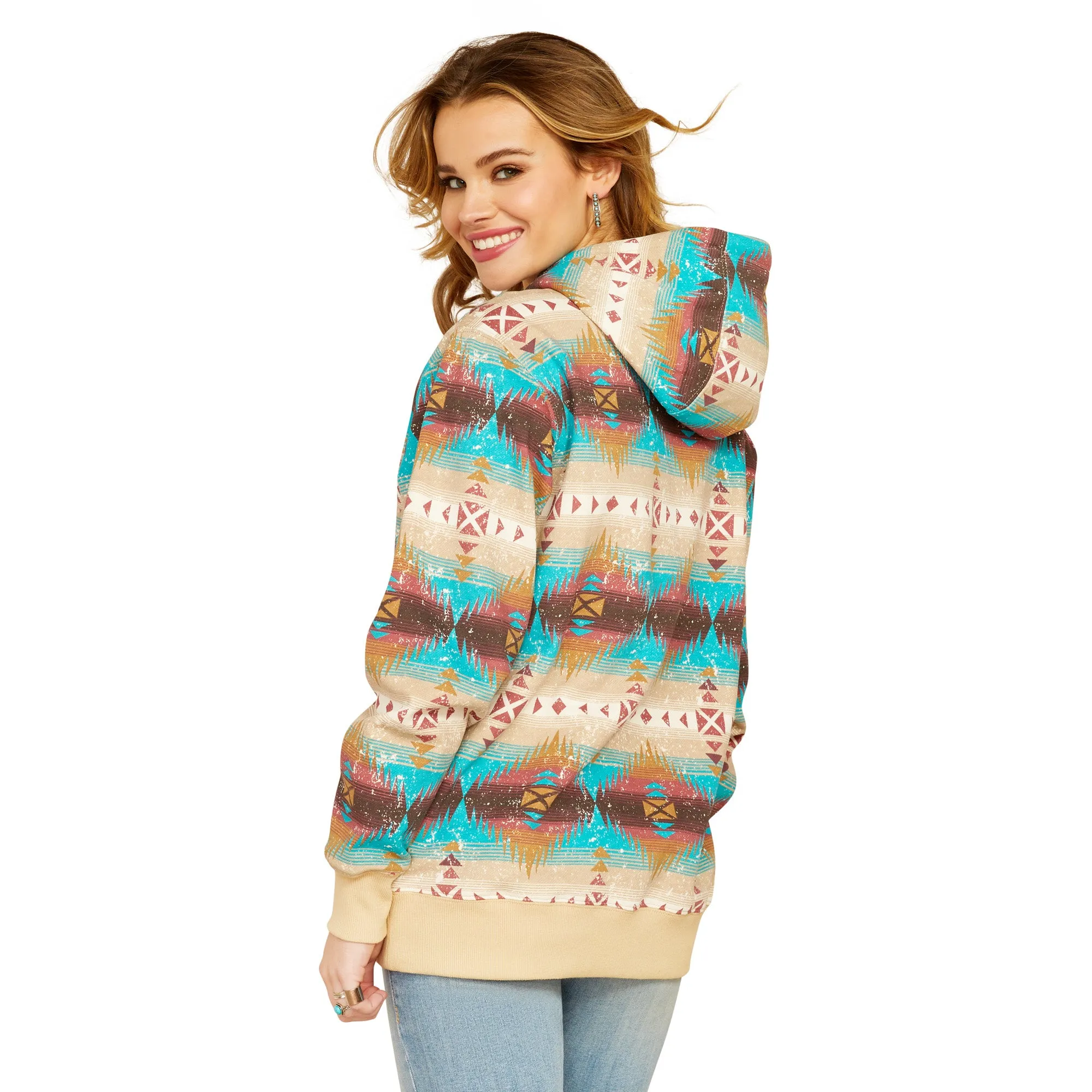 Ariat Ladies Lunas Brown Serrano Southwest Print Hoodie 10052407