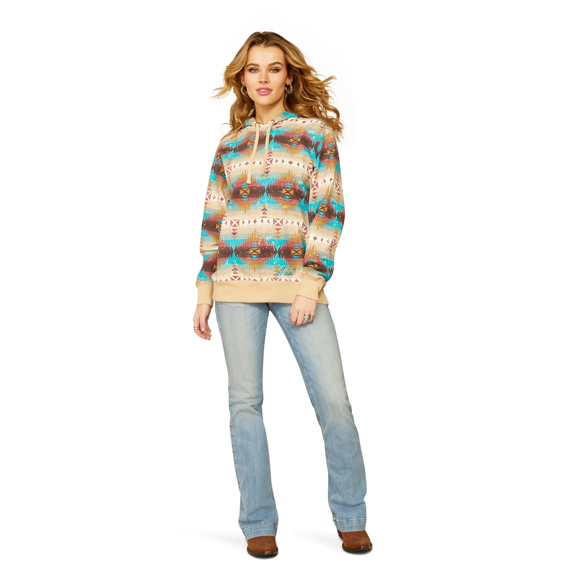 Ariat Ladies Lunas Brown Serrano Southwest Print Hoodie 10052407