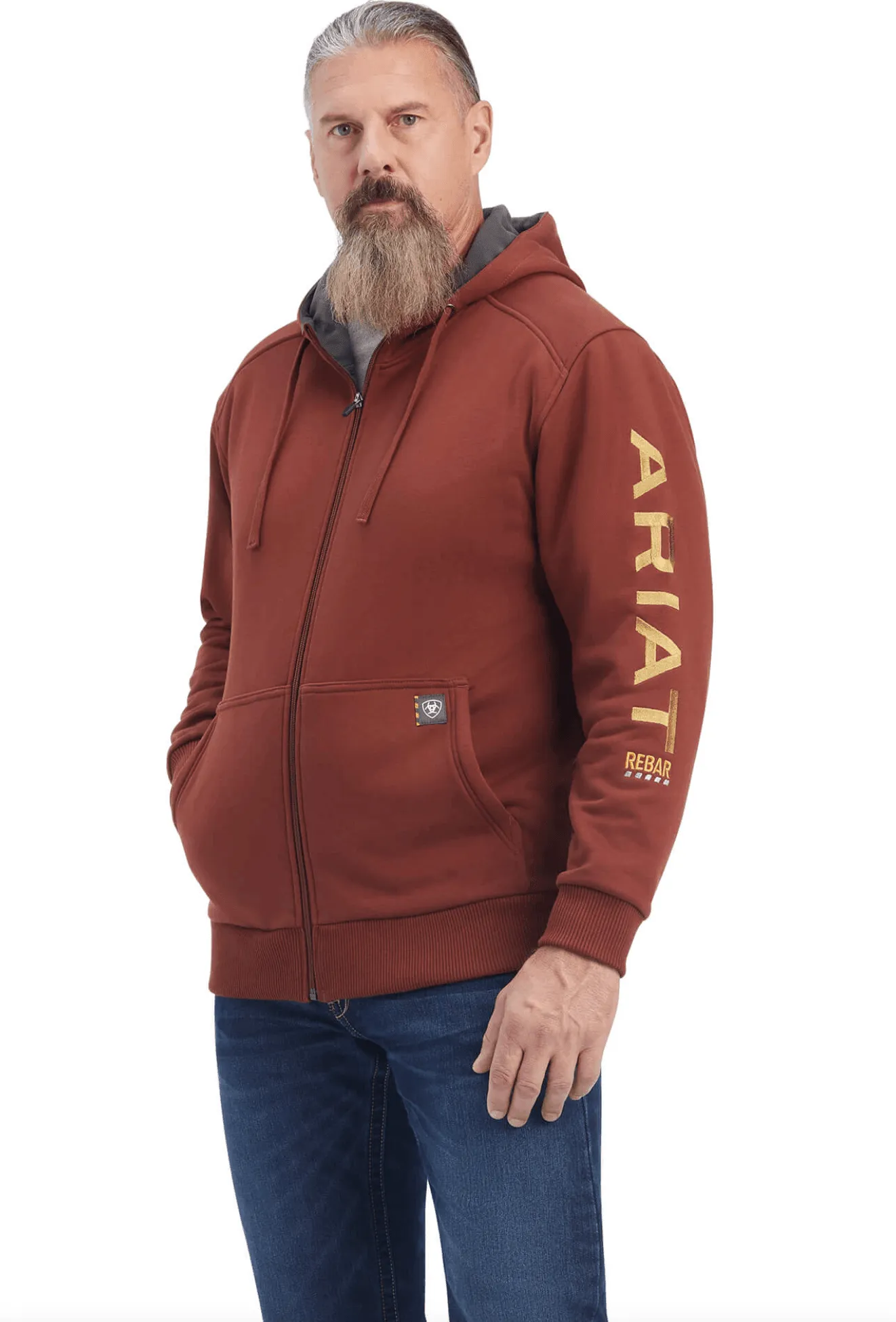 Ariat Men's Rebar Cherry Mahogany Zip Hoodie 10041626