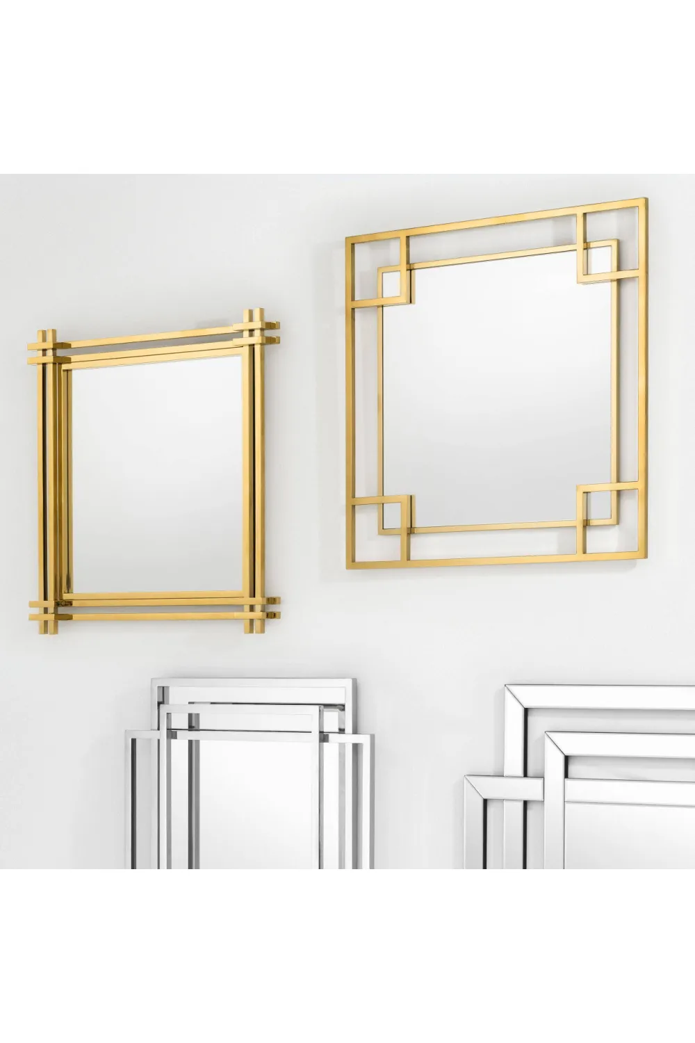 Art Deco Gold Geometric Frame Mirror | Eichholtz Morris