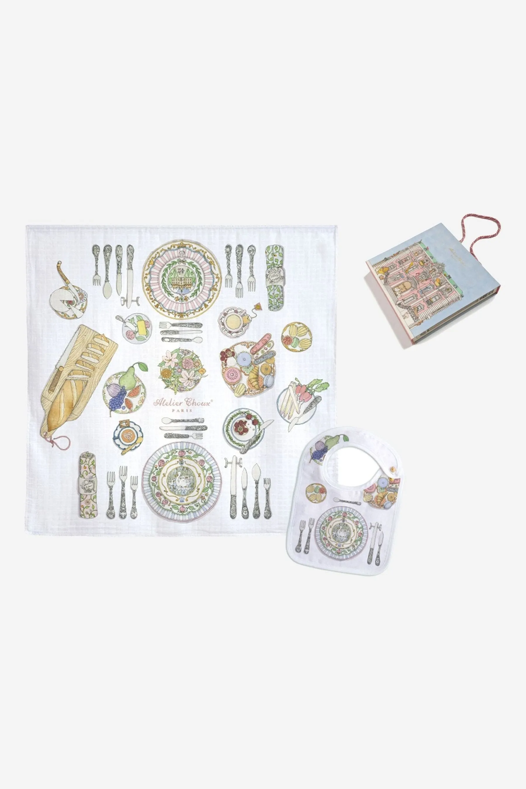 Atelier Choux Baby Bon Appétit Swaddle And Bib Gift Set