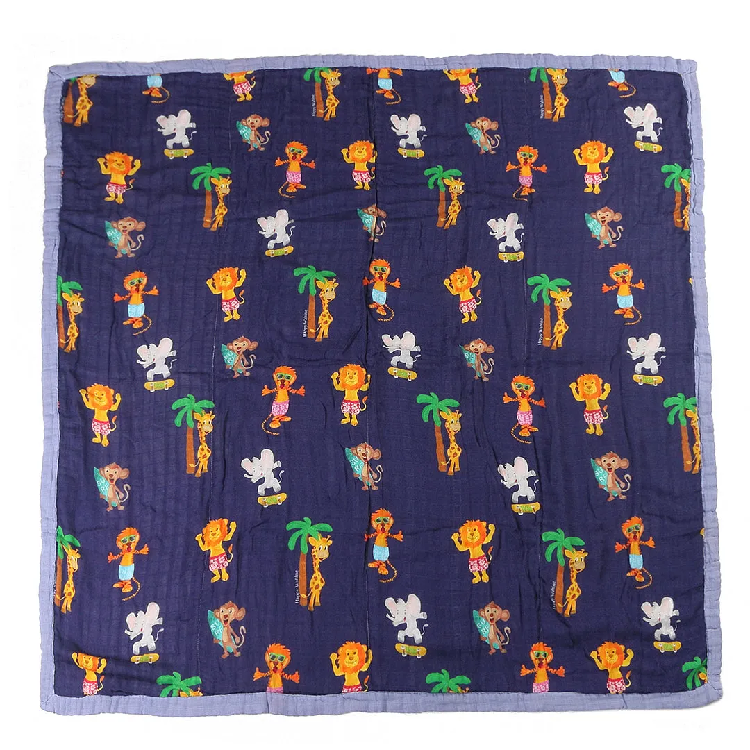 Baby Blanket Zoo Animals Navy