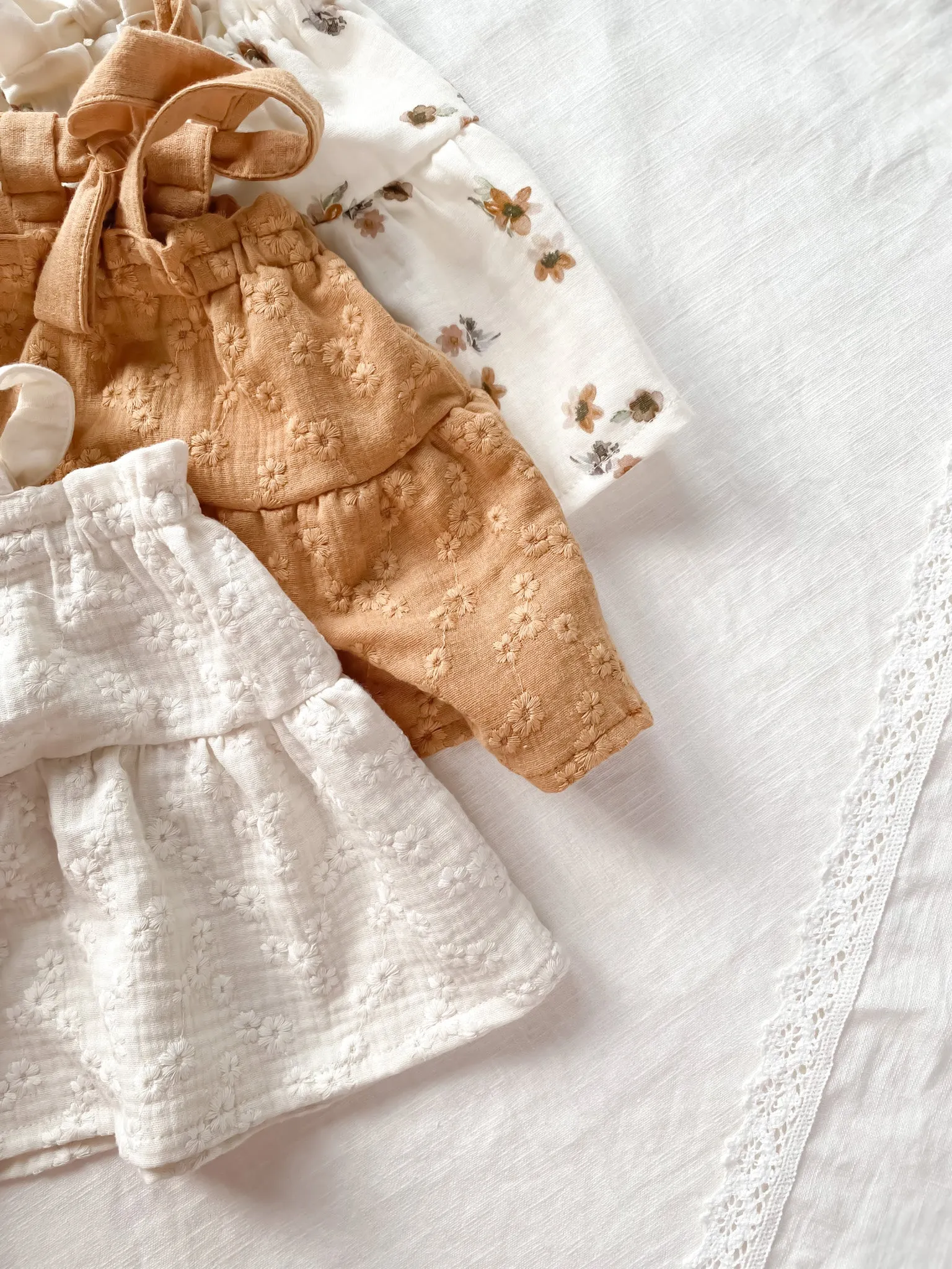 Baby dress / floral muslin - cream