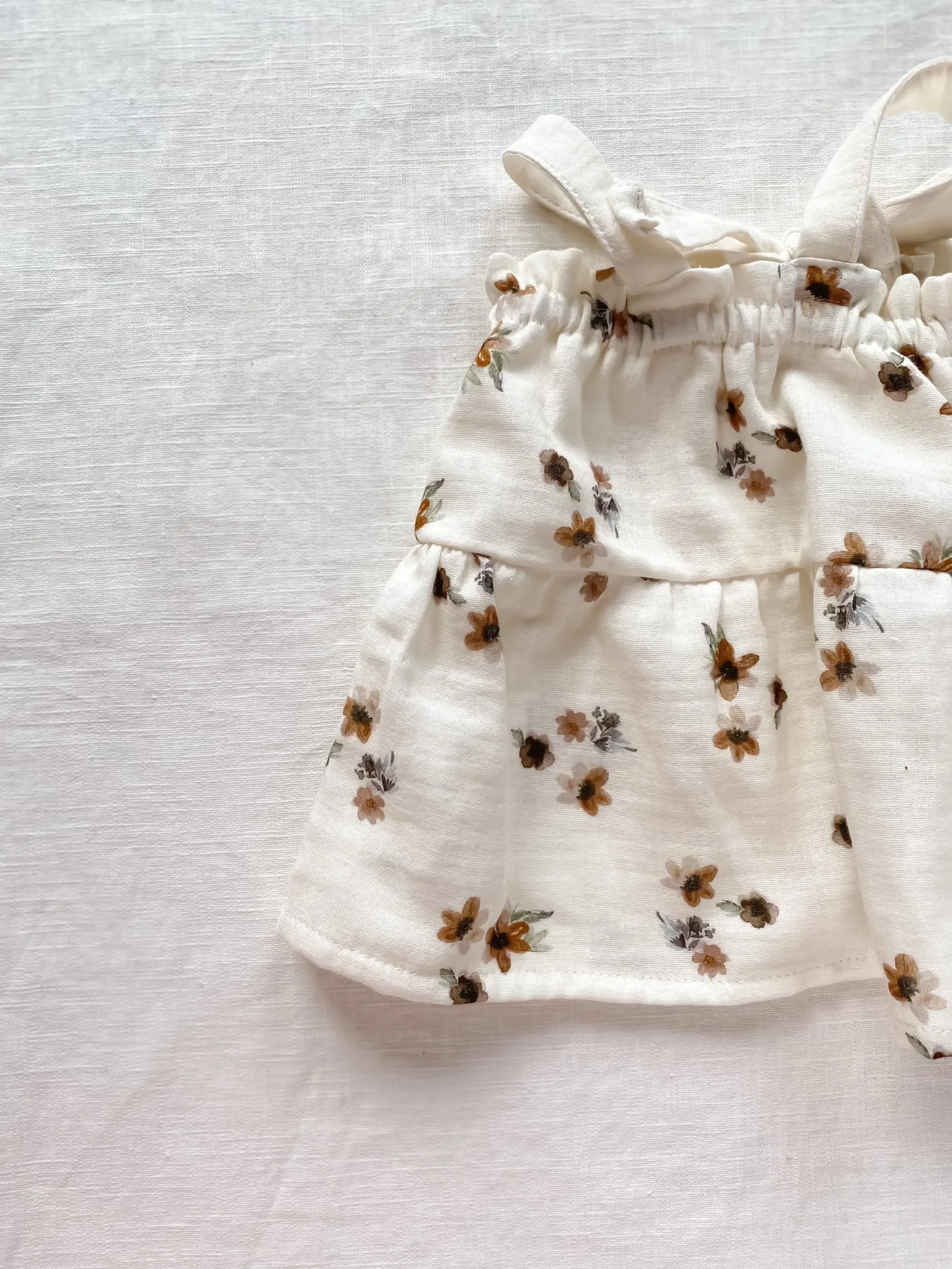 Baby dress / floral muslin - cream