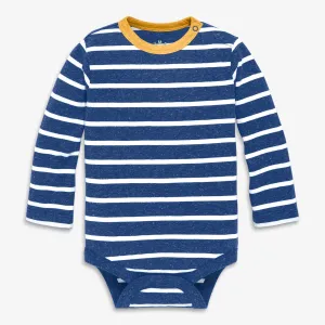 Baby heathered long sleeve babysuit in stripe