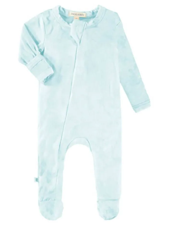 Baby Marble Tie Dye Rib Seamless Footie Romper - Marble Aqua