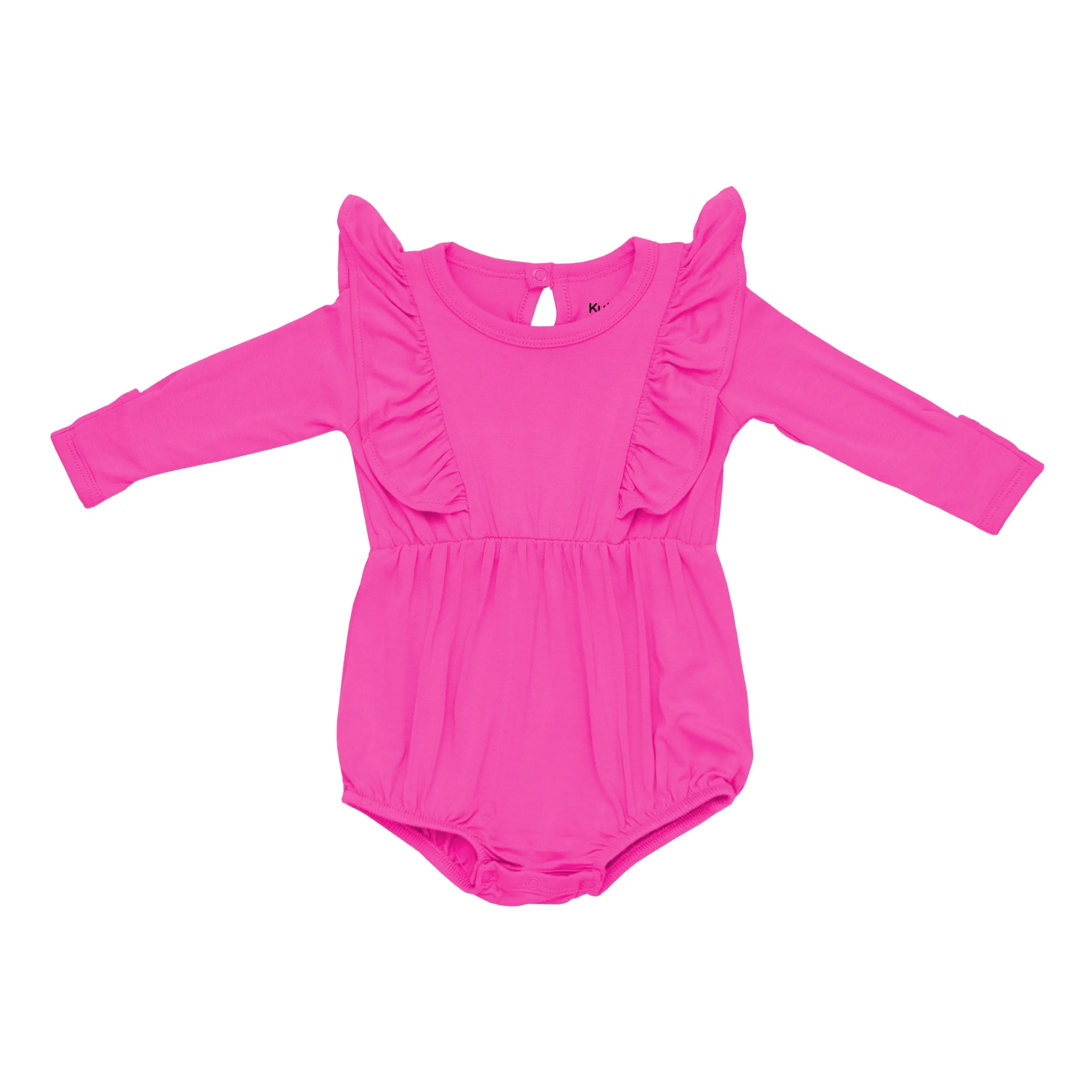 Bamboo Jersey Long Sleeve Bubble Romper in Raspberry