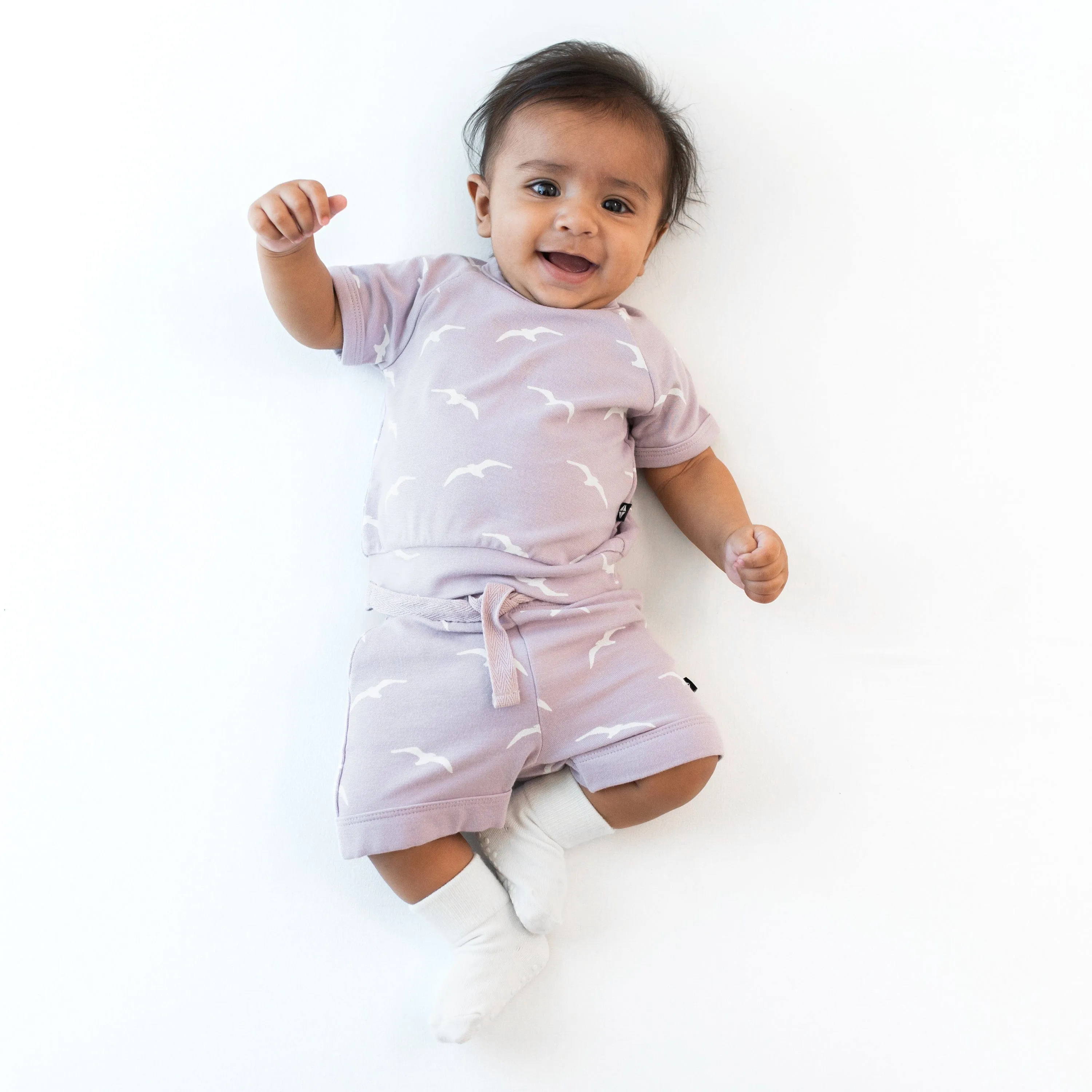 Bamboo Jersey Short Sleeve Jogger Set in Seagull