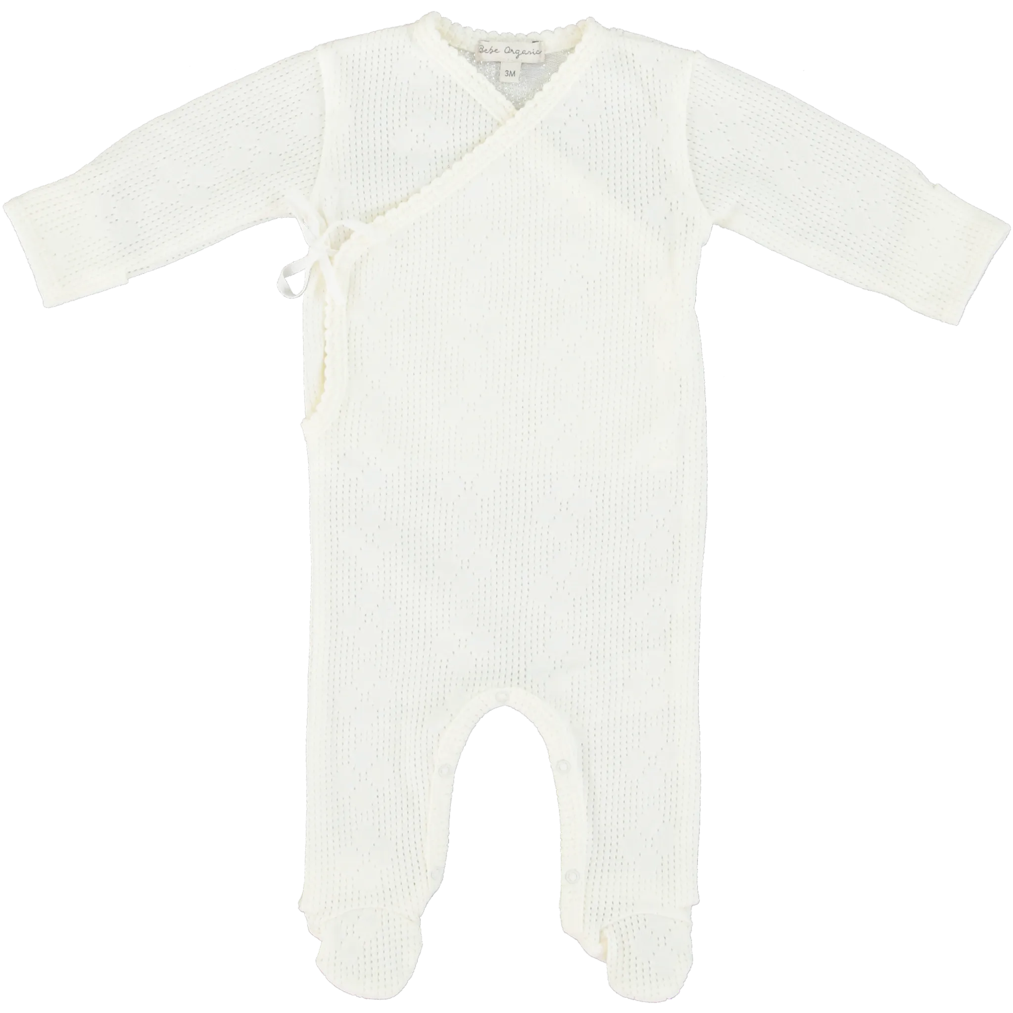 BEBE ORGANIC PEARL WHITE TEXTURED WRAP FOOTIE