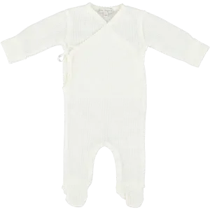 BEBE ORGANIC PEARL WHITE TEXTURED WRAP FOOTIE