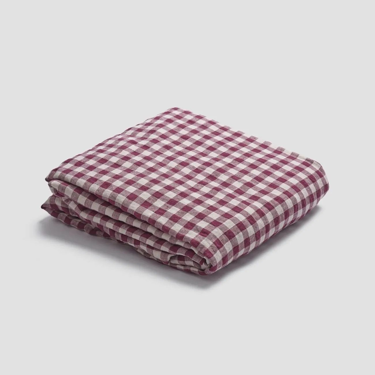 Berry Gingham 100% Linen Fitted Sheet