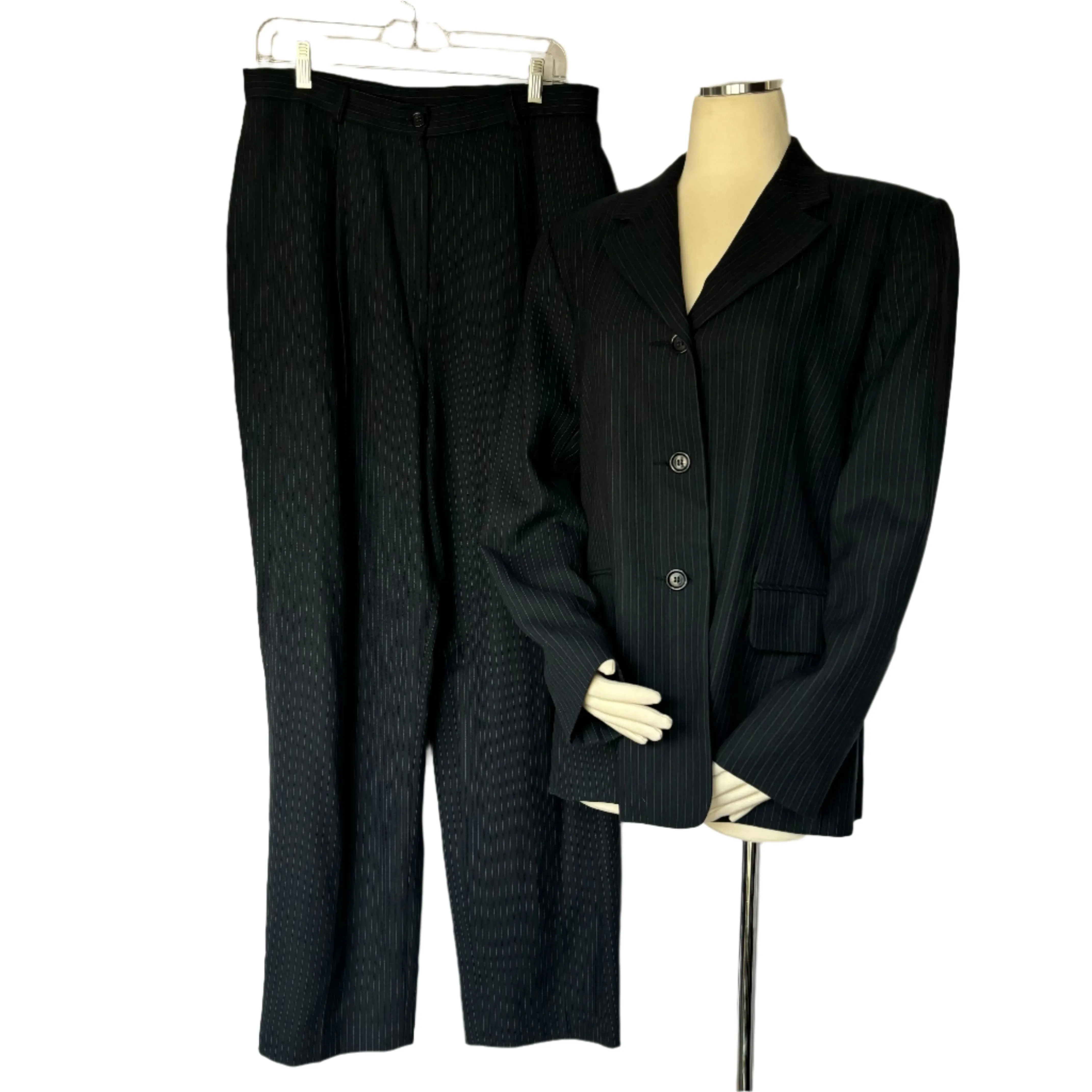 Black Pinstripe Suit Set