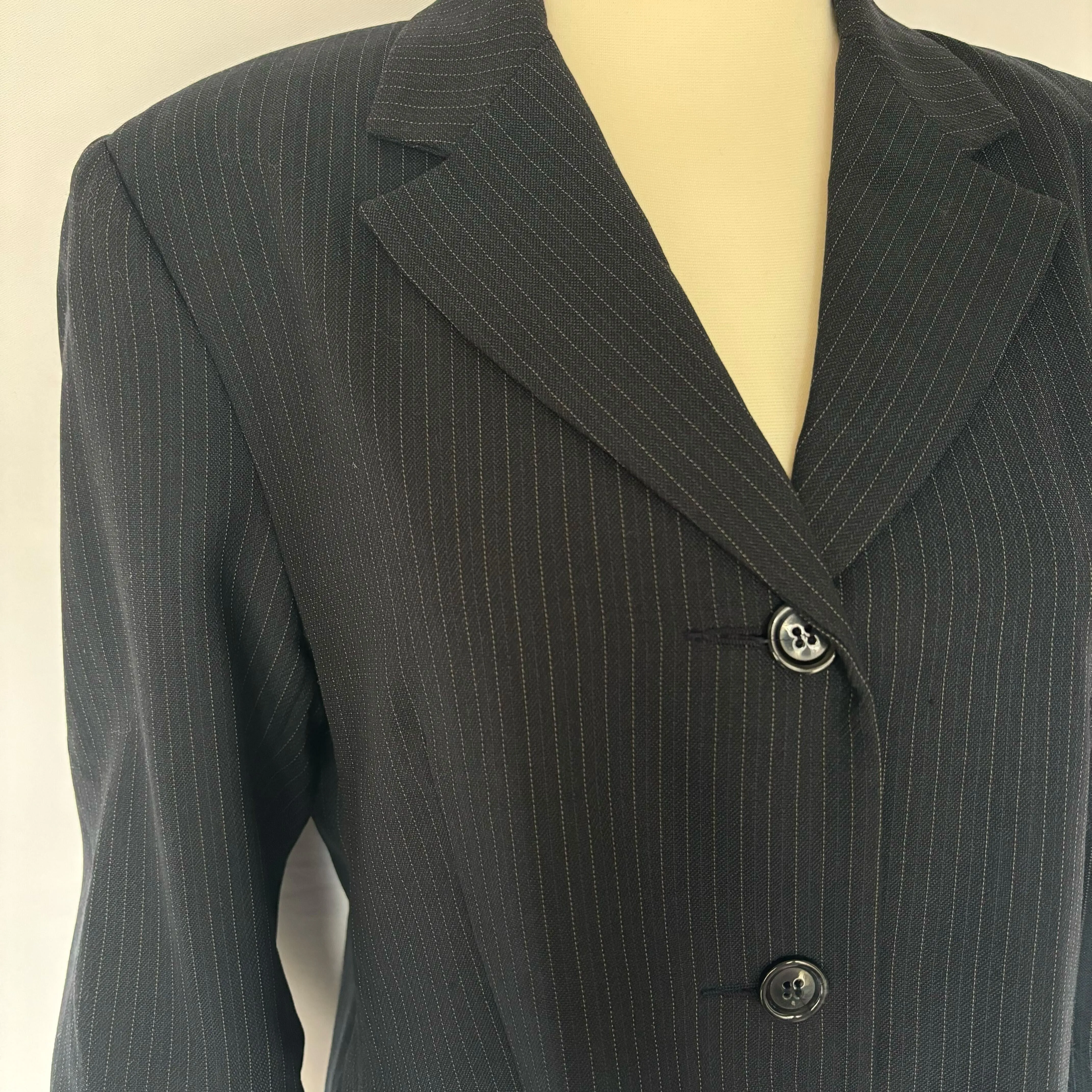 Black Pinstripe Suit Set