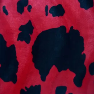 Black Red Cow Velboa Faux Fur