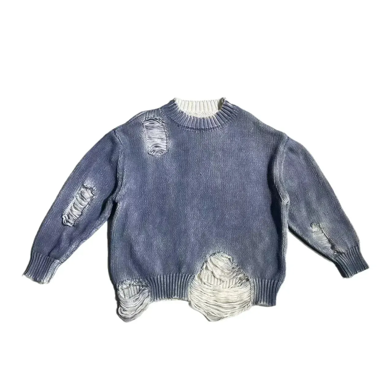 Blue Distressed Sweater