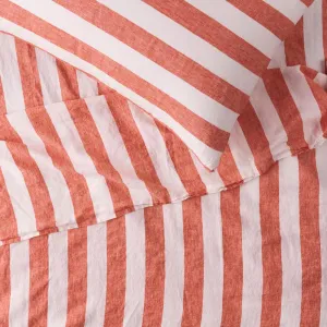 Cherry Stripe 100% Linen Fitted Sheet