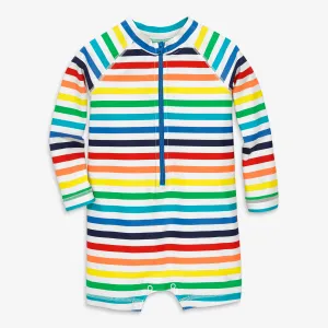 Clearance baby one-piece rash guard in rainbow stripe