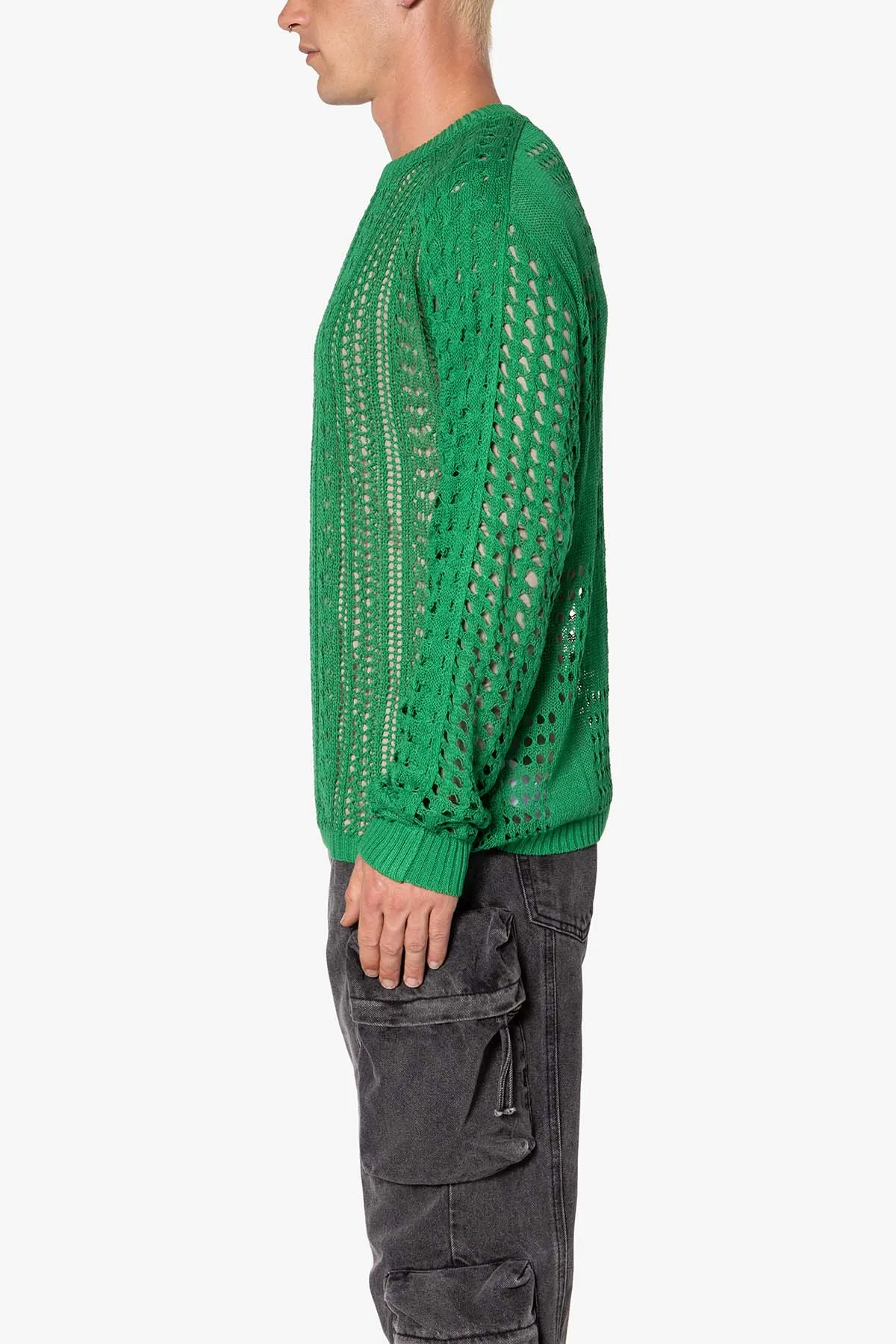 Crochet Knit Sweater - Green