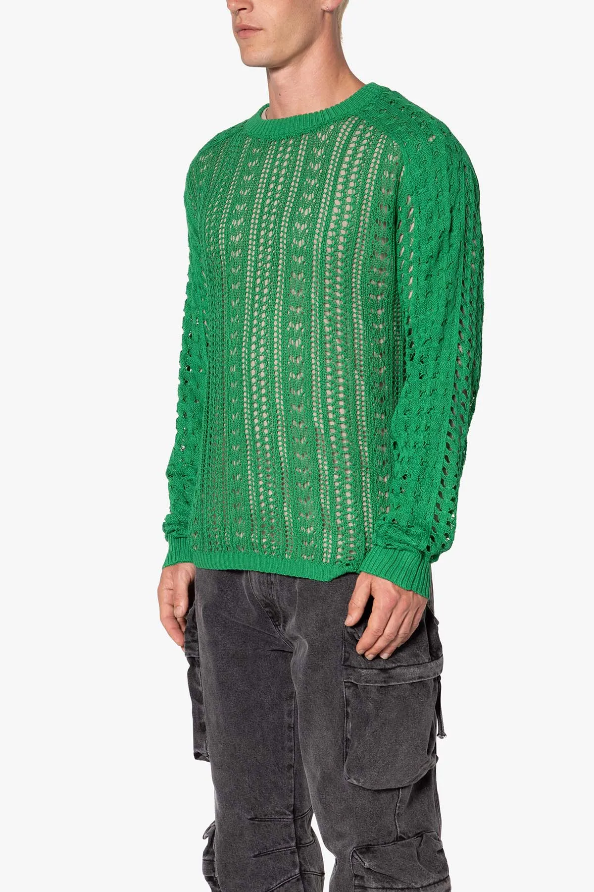 Crochet Knit Sweater - Green