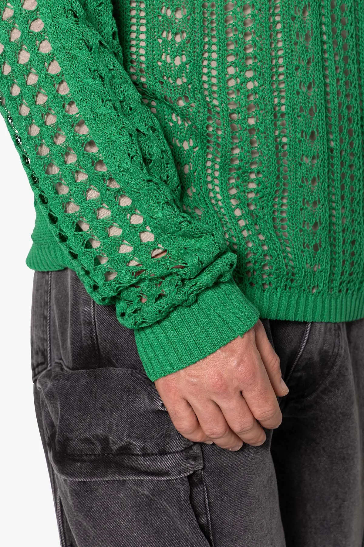 Crochet Knit Sweater - Green