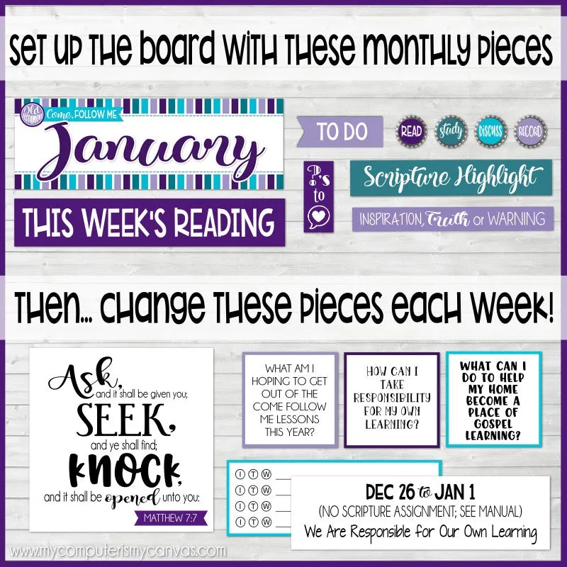 DISCOUNTED {ANNUAL BUNDLE: JAN-DEC} 2023 CFM New Testament Family Bulletin Board Kit (PRINTABLE)