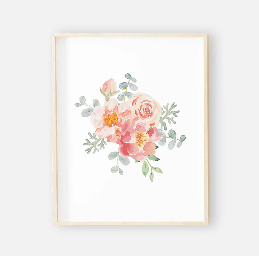 Ella's Dusty Rose Floral Digital Nursery Print 1