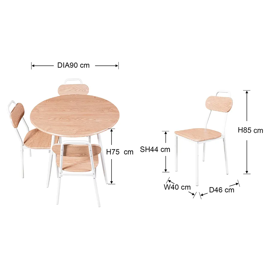 Elsie 4 Seater Round Dining Set