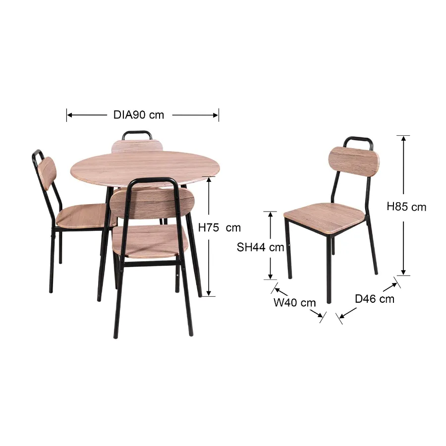 Elsie 4 Seater Round Dining Set