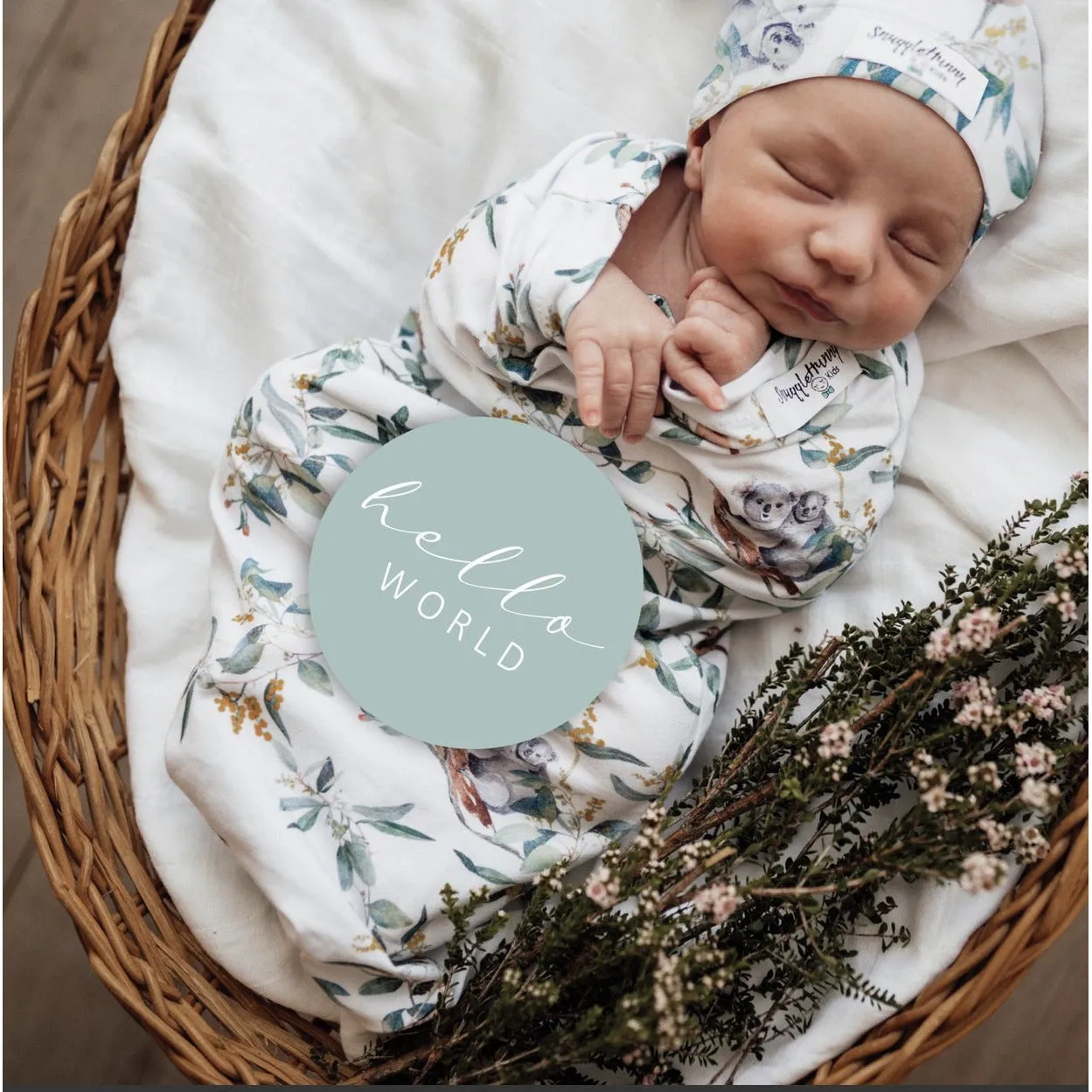 Eucalypt Snuggle Swaddle & Beanie Set