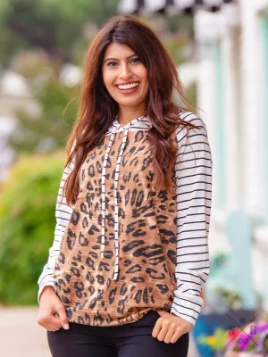 Find Your Way Striped Hoodie, Leopard