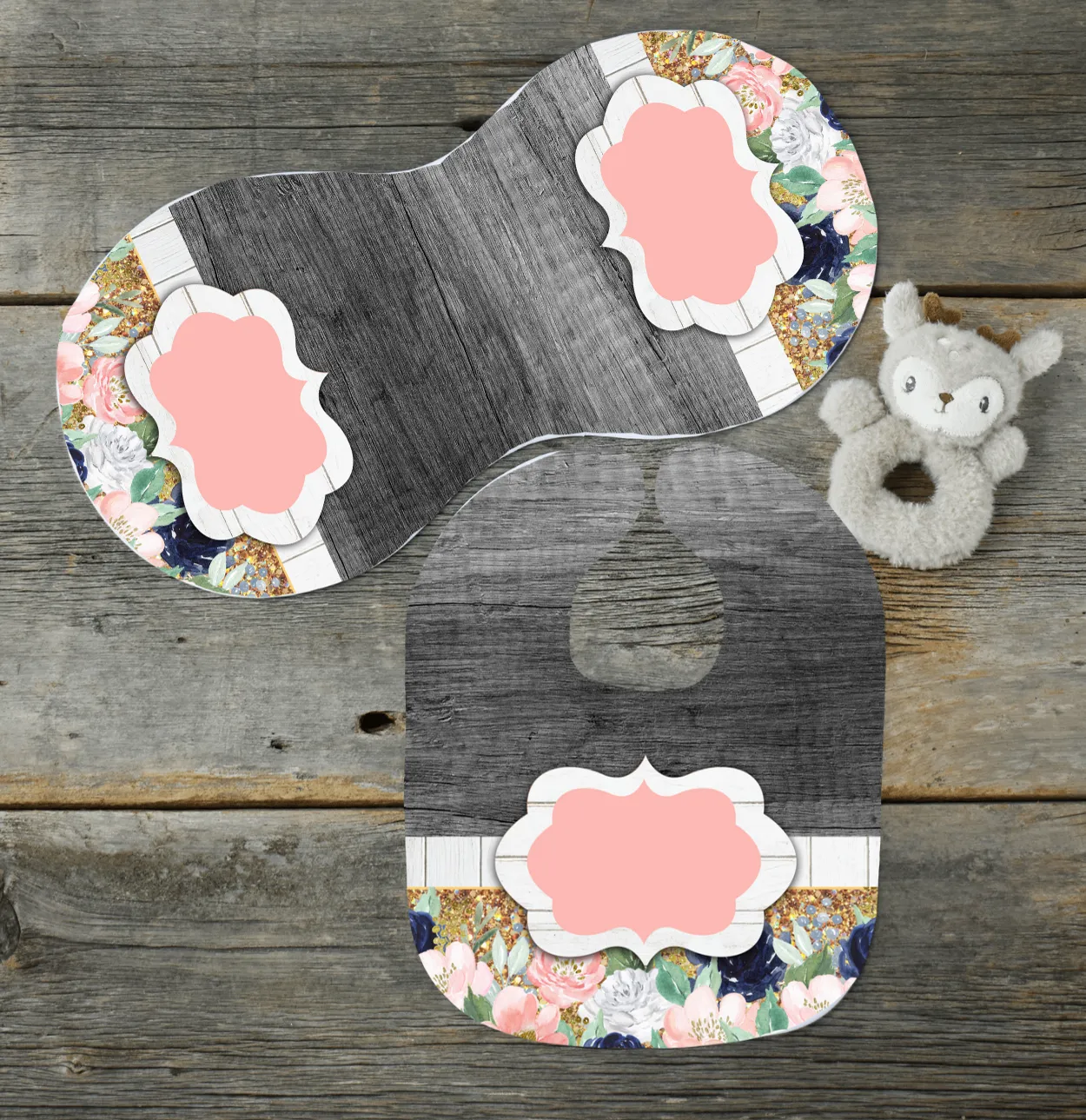 Foral Baby Bib & Burp Cloth Set