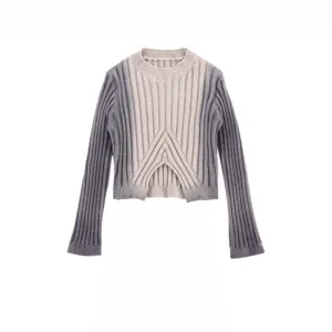 Gradient Two-Tone Ribbed Sweater