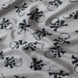 Gray Velboa Skull Print Faux Fur Fabric