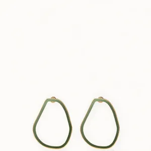 HAND ENAMELED EARRINGS "STONE NO.4" IN OLIVE