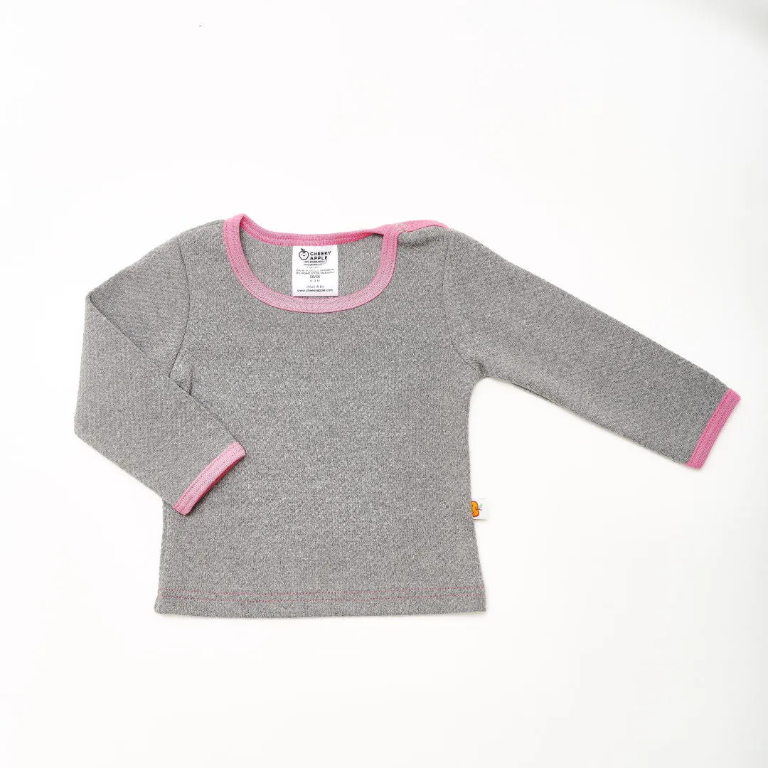 Longsleeve baby top "Interlock Doubleface Grey/Pink"