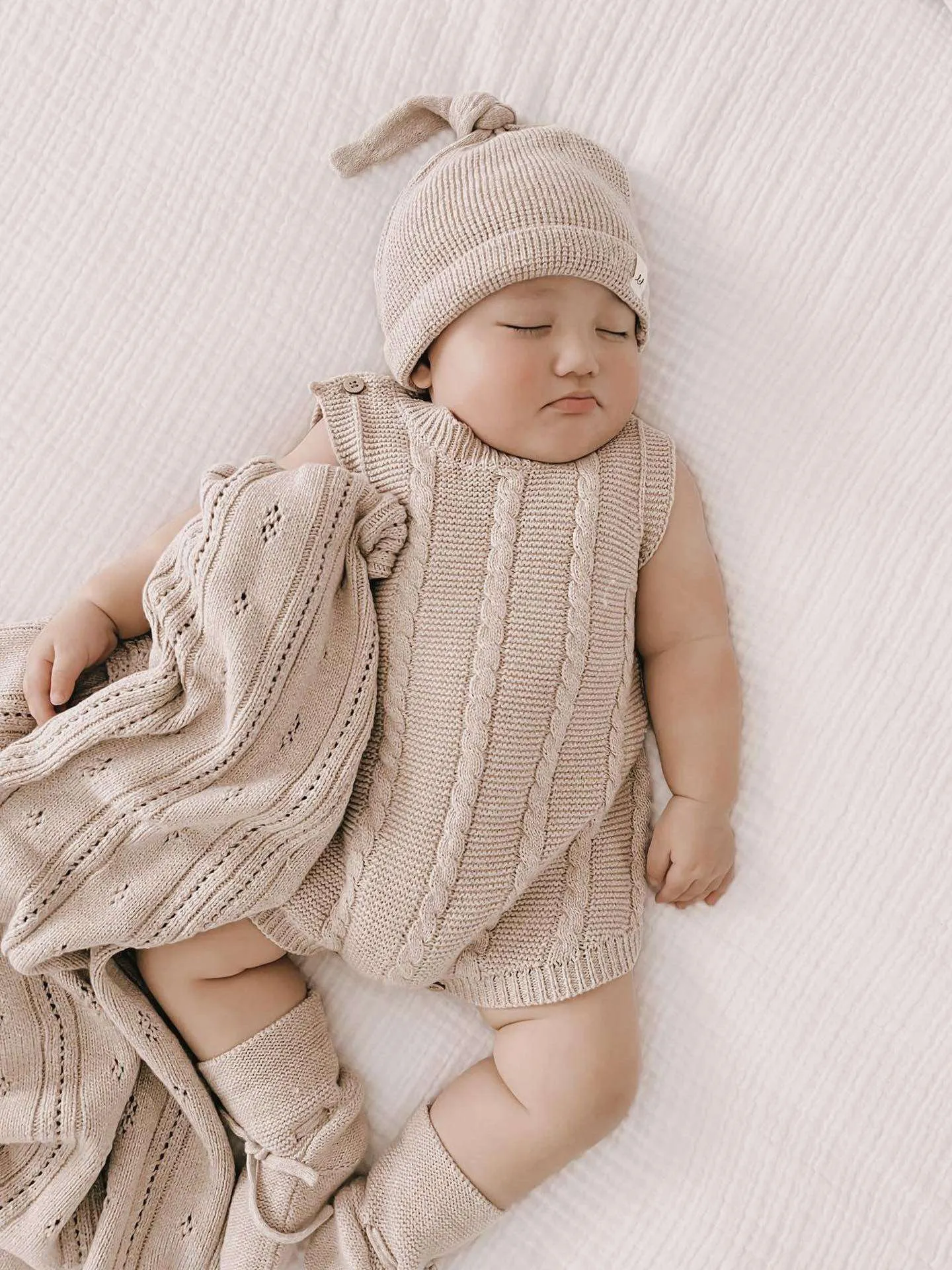 Luna   Luca Cable Knit Summer Romper | Heather Beige