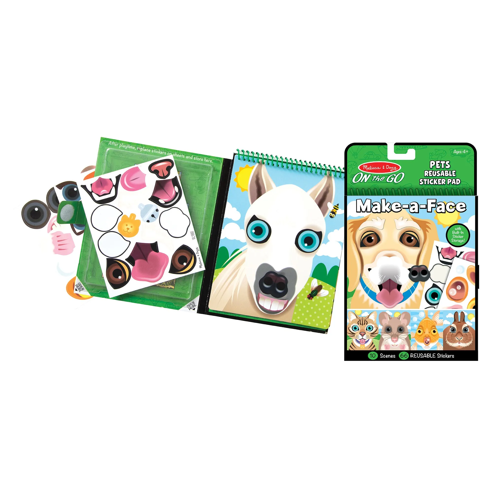 Make-A-Face Reusable Sticker Pad 3-Pack: Safari, Farm, Pets