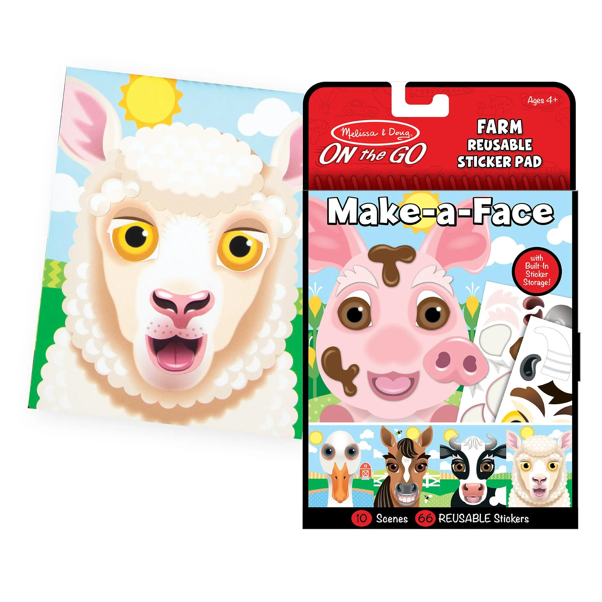 Make-A-Face Reusable Sticker Pad 3-Pack: Safari, Farm, Pets