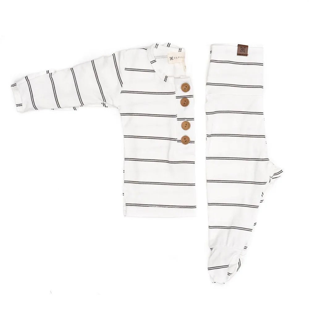 Onyx Striped Everything Newborn Top & Bottom