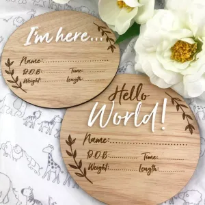 "Hello World" Birth Announcement Plaque