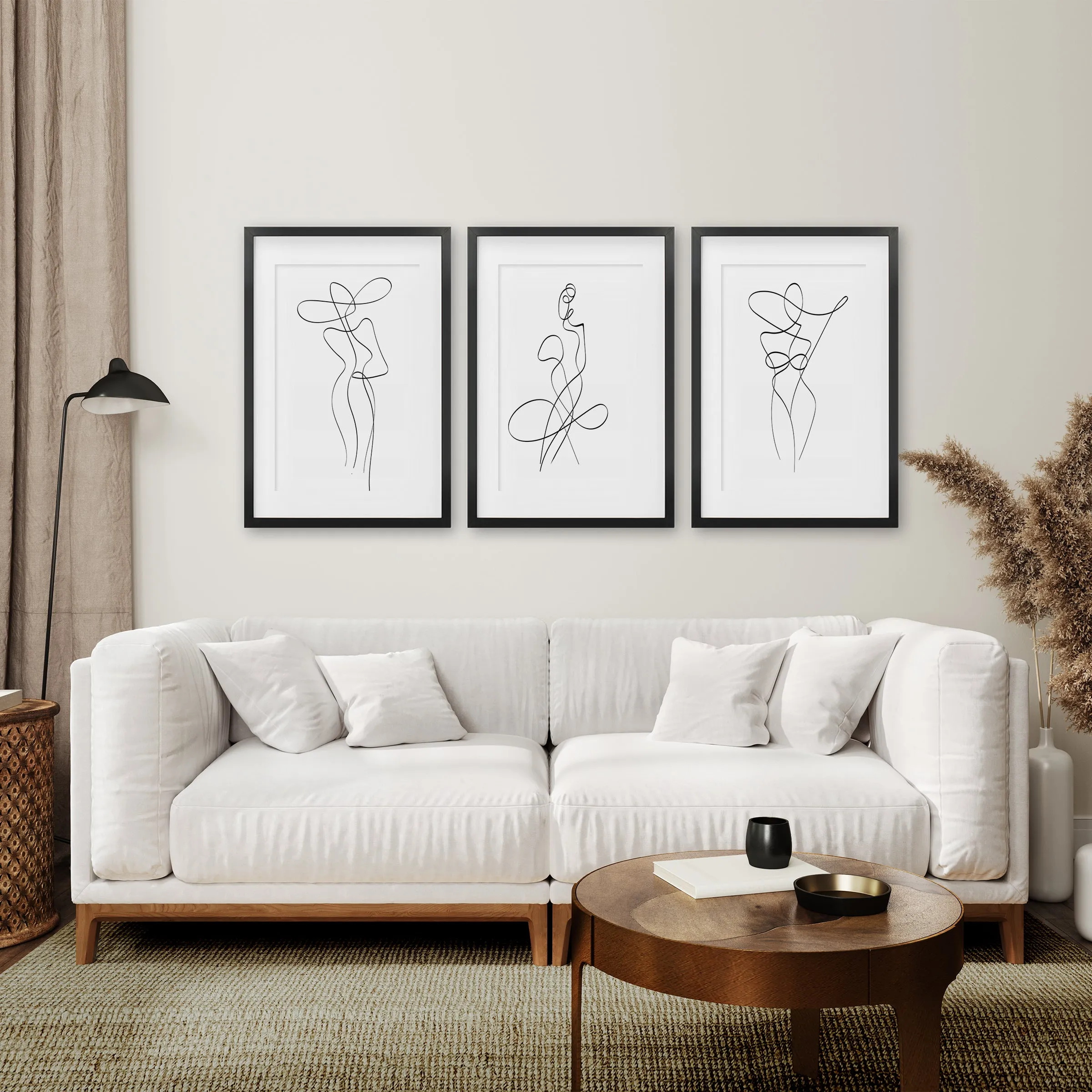 Set of 3 Minimalist Woman One Line Drawing Wall Art Prints