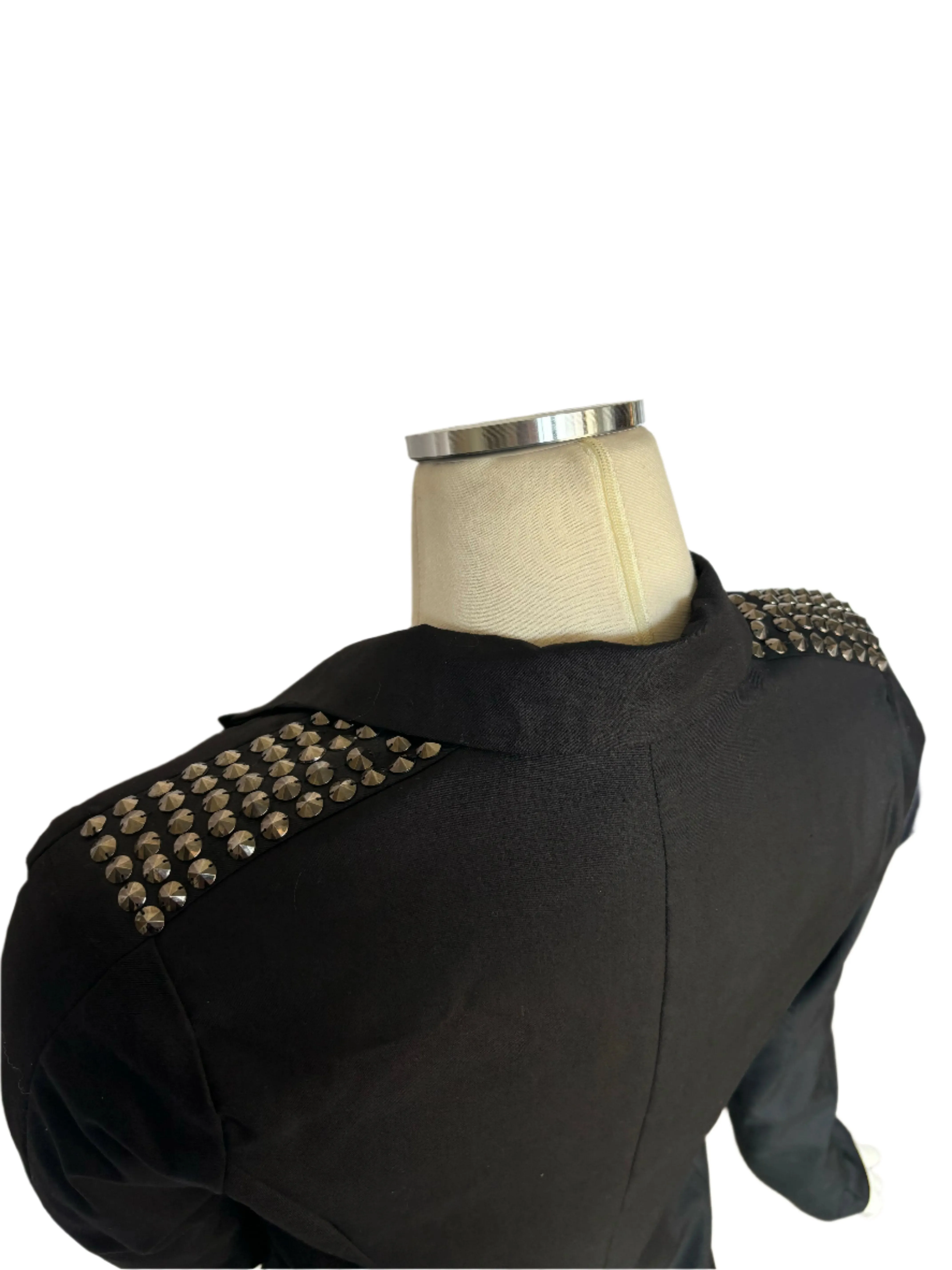 Studded Shoulder Black Women's Blazer